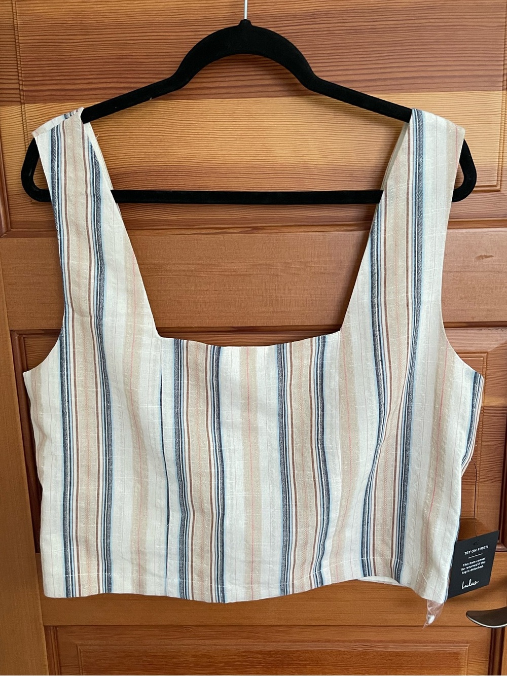 Lulu's Striped Square-Neck Cropped Cami - NWT - Women’s XL